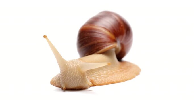 Giant Achatina snail on white background