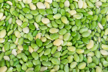 close up green Lablab bean on sell in local fresh market, Mae Sot, Tak, Thailand