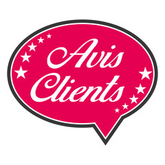 Bulle rose avis clients en français 5 étoiles. Pour réputation site ou enquête satisfaction entreprise. Vecteur icône.