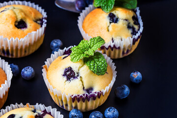 blueberry muffins with powdered sugar fresh berries (6)