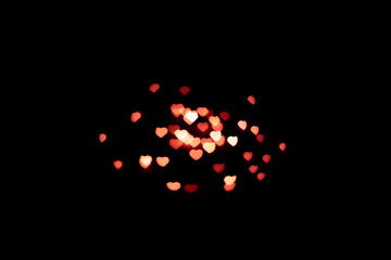 Hearts bokeh effect background. Abstract background with hearts shapes.