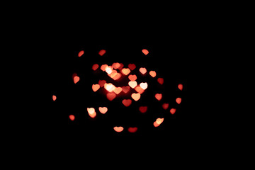 Hearts bokeh effect background. Abstract background with hearts shapes.