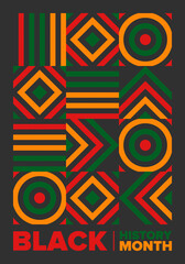 Black History Month. African American History. Celebrated annual. In February in United States and Canada. In October in Great Britain. Poster, card, banner, background. Vector illustration