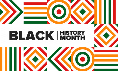 Black History Month. African American History. Celebrated annual. In February in United States and Canada. In October in Great Britain. Poster, card, banner, background. Vector illustration