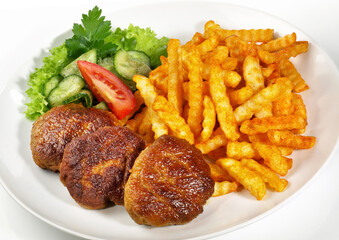Grilled Meat Balls with French Fries