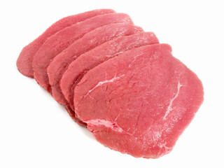 Raw Veal Meat Slices - Veal Schnitzel Isolated on white Background