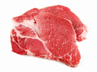 Pork Neck Steaks - Isolated on white Background