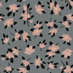 Floral background. Seamless pattern with pink flowers.