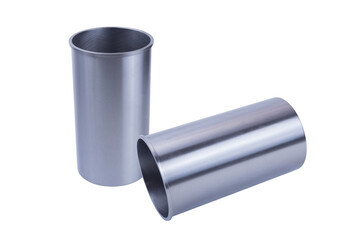 the piston sleeve of a Chinese truck diesel engine is isolated on a white background.
