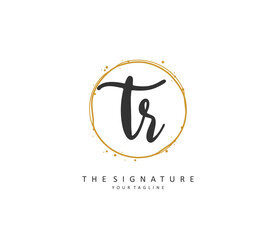 TR Initial letter handwriting and signature logo. A concept handwriting initial logo with template element.