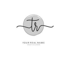 TR Initial letter handwriting and signature logo. A concept handwriting initial logo with template element.