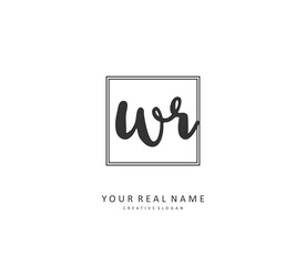 WR Initial letter handwriting and signature logo. A concept handwriting initial logo with template element.
