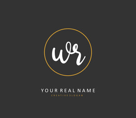 Obraz premium WR Initial letter handwriting and signature logo. A concept handwriting initial logo with template element.