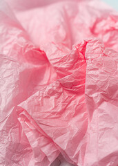 Texture of Creased pink tissue paper for gift wrapping