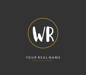 WR Initial letter handwriting and signature logo. A concept handwriting initial logo with template element.