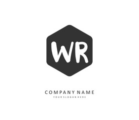 WR Initial letter handwriting and signature logo. A concept handwriting initial logo with template element.