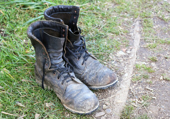old dirty work boots