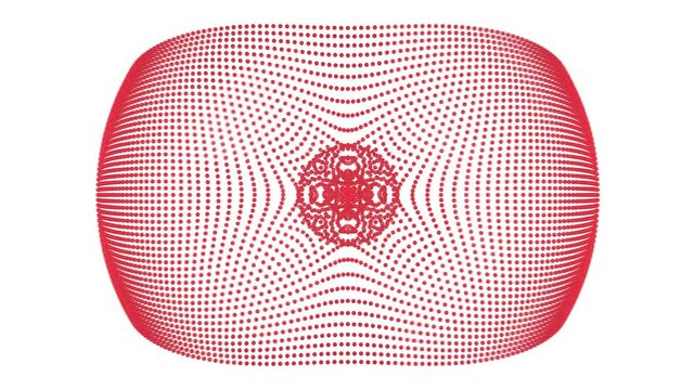 Abstract geometric patterns formed by red balls in a gravity field.
Gravity field makes complex patterns from a grid of balls. Includes alpha channel.
