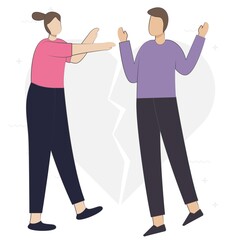 Angry people during conflict, disagreement, and quarrels. People character shouting. Couples and friends brawling and shouting at each other. aggressive men and women. Flat cartoon vector illustration