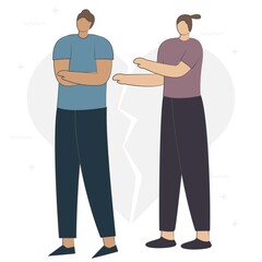 Angry people during conflict, disagreement, and quarrels. People character shouting. Couples and friends brawling and shouting at each other. aggressive men and women. Flat cartoon vector illustration
