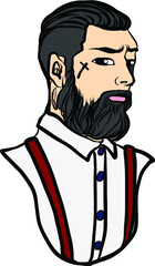 Old school tattoo.comic halftone and pop art style.Women in mask of a lion and flower, Hand drawn vector