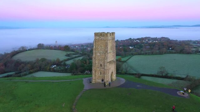 United Kingdom, England, Somerset, Glastonbury, St. Michael's Church Tower on Glastonbury Tor