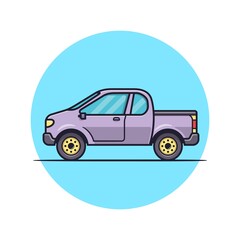 Purple-mini-truck-design-illustration-with-blue-background