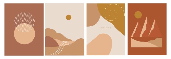 Set of minimal neutral nordic posters perfect for wall decoration and background. High quality photo