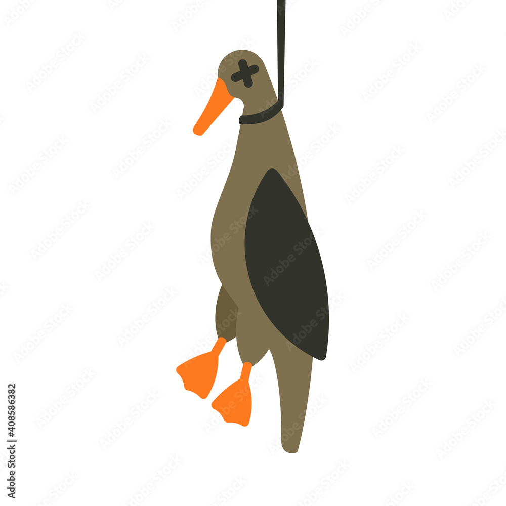 Wall mural dead duck cartoon icon. clipart image isolated on white background.