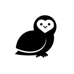 Barn owl silhouette icon. Clipart image isolated on white background.