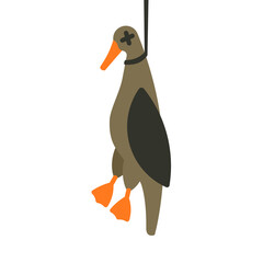 Dead duck cartoon icon. Clipart image isolated on white background.
