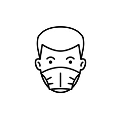 Wear face mask icon. Clipart image isolated on white background.