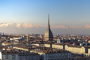 Fototapeta na wymiar Torino, Italy. Sight from the hills around the city