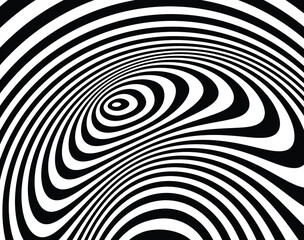  Wave design black and white. Digital image with a psychedelic stripes. Argent base for website, print, basis for banners, wallpapers, business cards, brochure, banner. Line art optical