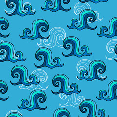 Fototapeta premium seamless marine pattern. hand-drawn illustration.