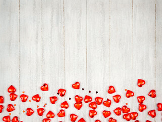 Red hearts on a gray background.The concept of a festive background.