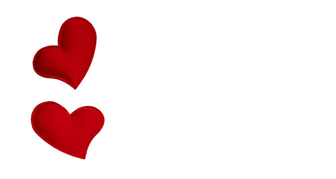 Two red hearts on a white background. Banner for Valetin's Day.