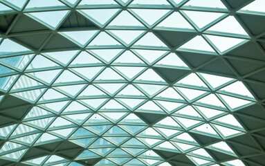 Metal structure skylight on the roof of office building