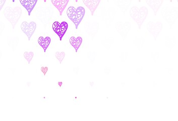 Light Pink, Yellow vector template with doodle hearts.