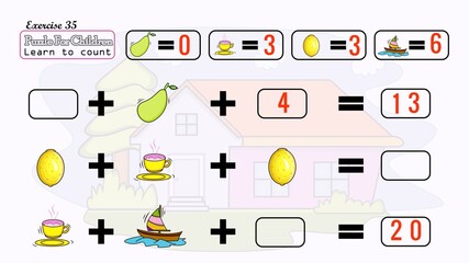 Puzzle to kids learn solve it children learning math Exercise 33