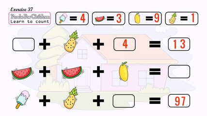 Puzzle to kids learn solve it children learning math Exercise 37