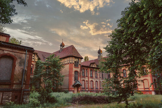BEELITZ - 25 MAY 2012: Abandoned hospital and sanatorium Beelitz Heilstatten near Berlin, Beelitz, Germany