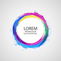 Watercolor Stylized Circles in Colorful on White Textured Background. Watercolor.