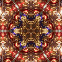 Fototapeta premium This is an Illustration abstract kaleidoscope with design art, wall art, unique, and backdrop.Its very perfect for batik pattern, bohemian, wall art, mirror frame, backdrop, carpet design, tapestry 