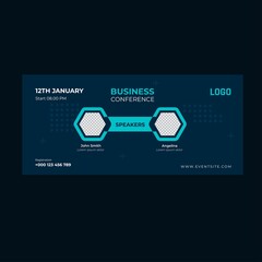 conference banner with speaker image. Banner live webinar promotion for social media. Set of business webinar vector graphics. Abstract poster vector template e-mail, party, workshop, event, webinar.