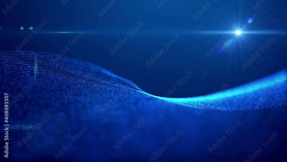 Sticker cyberspace futuristic abstract particles dynamic swirl as glowing waves with lens flare. 4k uhd 3d v