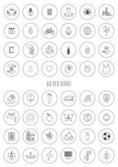 A set of icons about environmental protection in minimalistic style. Vector graphic.