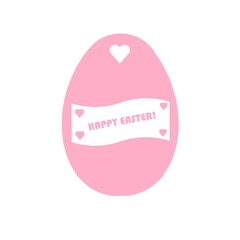 Happy Easter logo. Pink egg icon