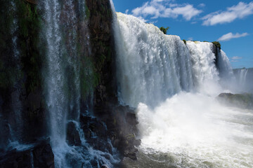 Fototapeta na wymiar Picturesque scenic view of famous Iguazu Falls on border between Argentina and Brazil