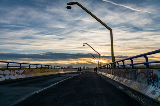 The "Steinitzsteg" Bridge is a pedestrian Bridge over the Danube River in Vienna, Austria. Built as a Bridge for motor traffic, today open for bicycles and pedestrians.